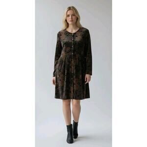 Jones New York Sport 90s Floral Multicolor Velour Babydoll Dress, WhimsiGoth | M